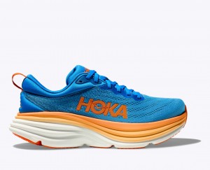 Men's Hoka Bondi 8 Road Running Shoes Blue / Orange | India-5279