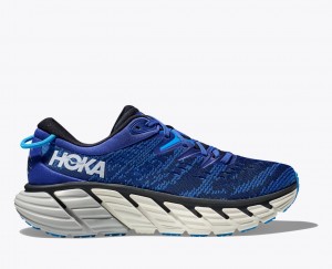 Men's Hoka Gaviota 4 Road Running Shoes Blue Deep Grey | India-8720