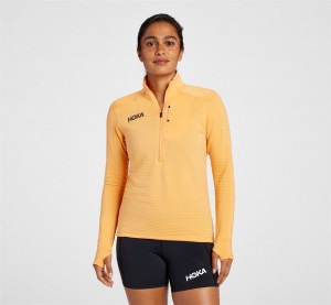 Women's Hoka 1/2 Zip Tops Orange | India-9364