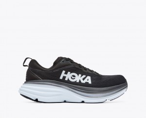 Women's Hoka Bondi 8 Road Running Shoes Black / White | India-4869