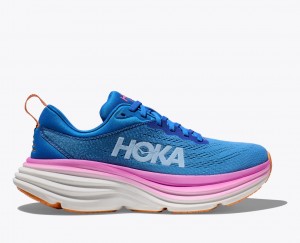 Women's Hoka Bondi 8 Road Running Shoes Blue | India-7398