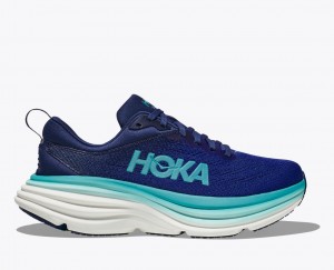 Women's Hoka Bondi 8 Road Running Shoes Blue | India-6839