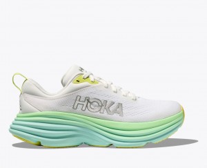 Women's Hoka Bondi 8 Road Running Shoes Green / White | India-3452