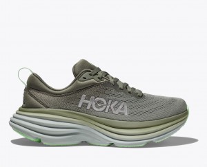 Women's Hoka Bondi 8 Road Running Shoes Olive | India-5623