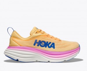 Women's Hoka Bondi 8 Road Running Shoes Orange / Pink / White | India-9807