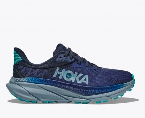 Women's Hoka Challenger 7 Trail Running Shoes Blue / Grey Blue | India-3760