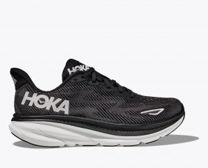 Women's Hoka Clifton 9 Road Running Shoes Black / White | India-3842