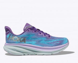 Women's Hoka Clifton 9 Road Running Shoes Purple | India-4827