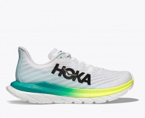 Women's Hoka Mach 5 Road Running Shoes White / Blue | India-8012