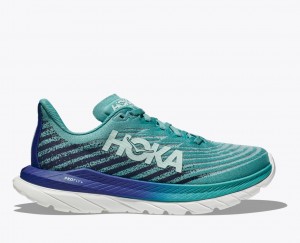 Women's Hoka Mach 5 Road Running Shoes White / Blue | India-5169