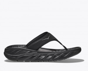 Women's Hoka Ora Recovery Flip Flops Black / Dark Grey | India-6734