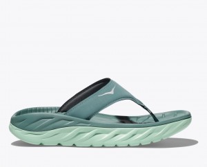 Women's Hoka Ora Recovery Flip Flops White Green | India-0418