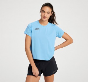 Women's Hoka Short Sleeve Azure | India-3475