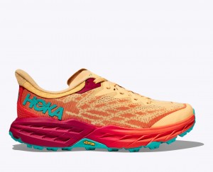 Women's Hoka Speedgoat 5 Trail Running Shoes Orange / Maroon | India-5821