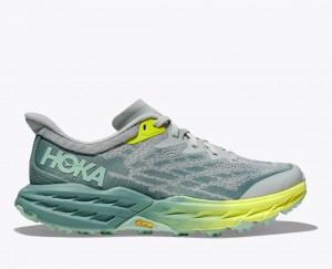 Women's Hoka Speedgoat 5 Trail Running Shoes Grey / Green | India-7924