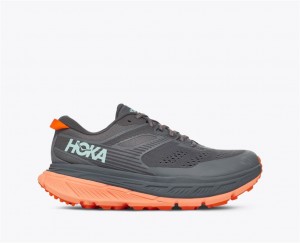 Women's Hoka Stinson 6 Trail Running Shoes Grey / Orange | India-9856