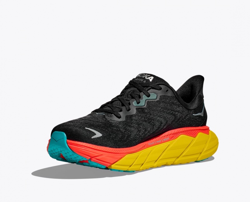 Men's Hoka Arahi 6 Road Running Shoes Black | India-0684