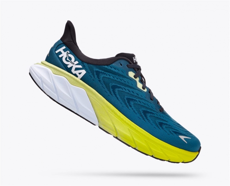 Men's Hoka Arahi 6 Road Running Shoes Blue Deep Grey / Blue Coral | India-3697