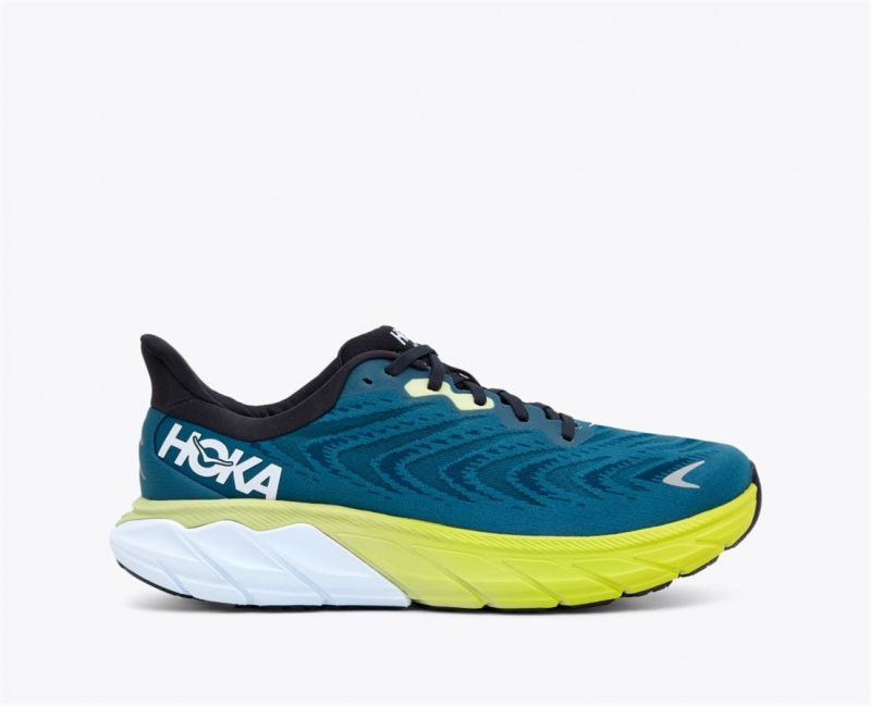 Men\'s Hoka Arahi 6 Road Running Shoes Blue Deep Grey / Blue Coral | India-3697