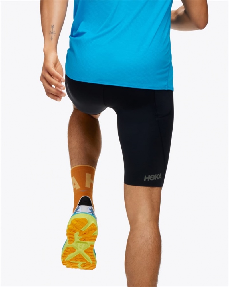 Men's Hoka Novafly Half Tight Black | India-4207