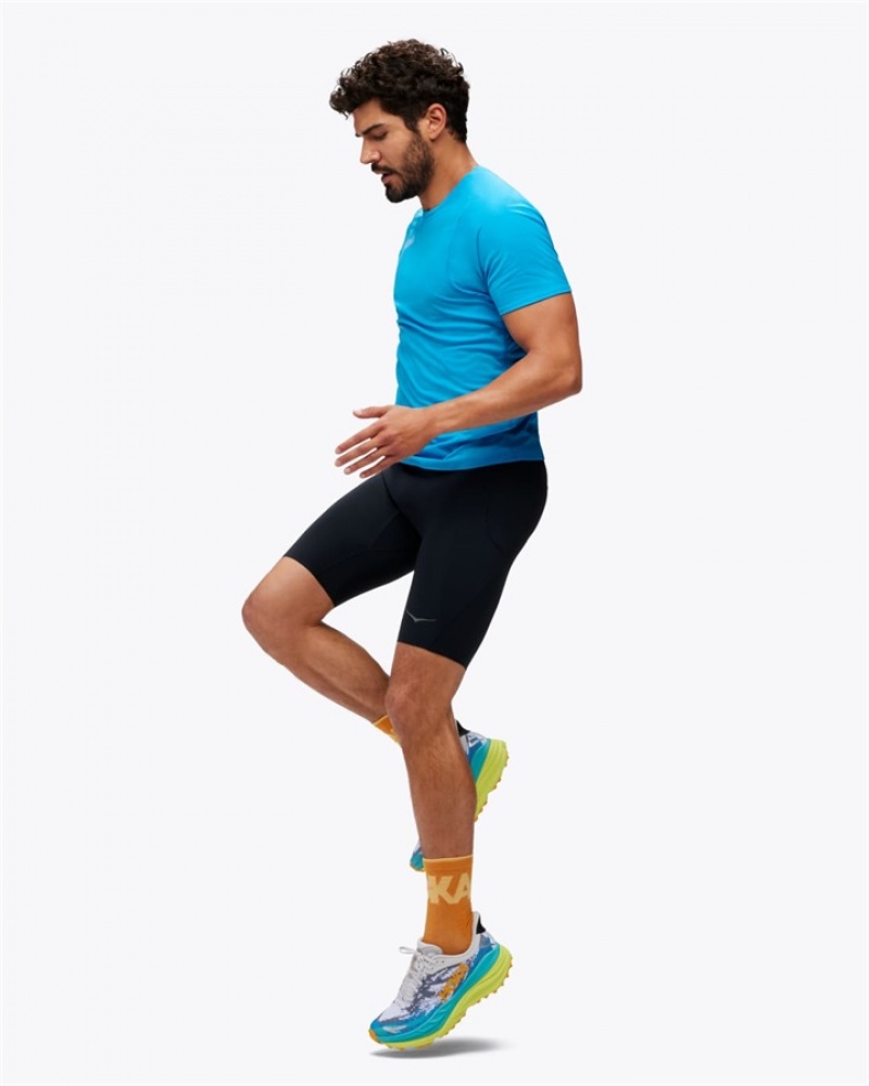 Men's Hoka Novafly Half Tight Black | India-4207