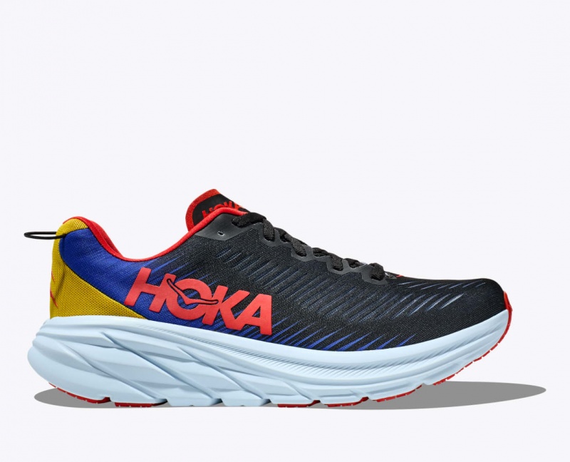 Men\'s Hoka Rincon 3 Road Running Shoes Black / Blue | India-7541