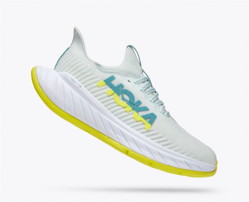 Women's Hoka Carbon X 3 Road Running Shoes White / Green | India-3749