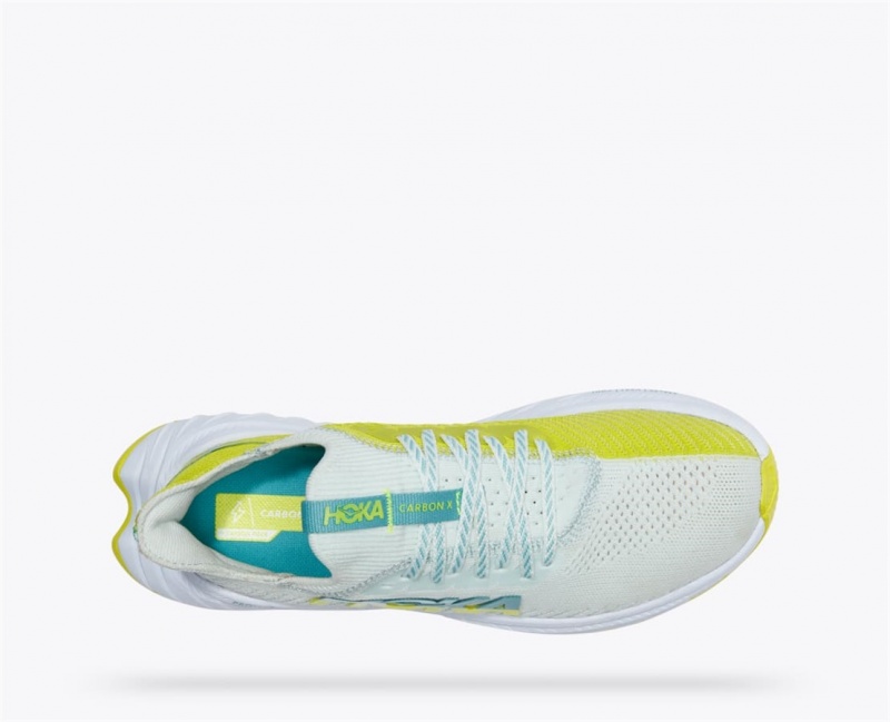 Women's Hoka Carbon X 3 Road Running Shoes White / Green | India-3749