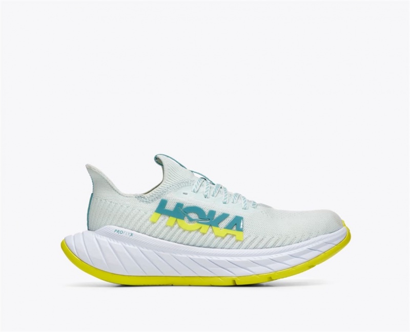 Women's Hoka Carbon X 3 Road Running Shoes White / Green | India-3749