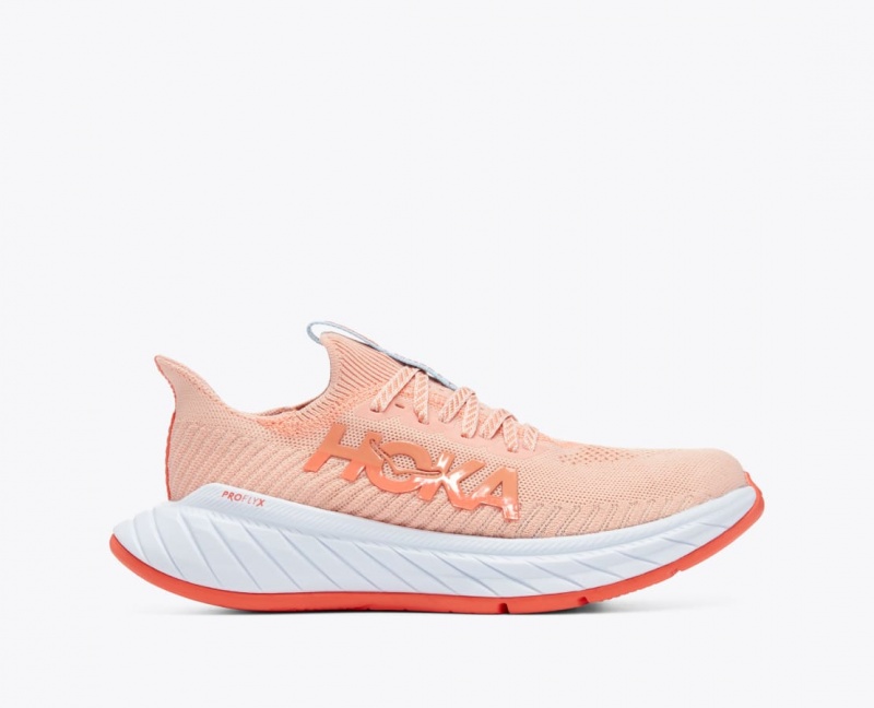 Women's Hoka Carbon X 3 Road Running Shoes Coral | India-5047