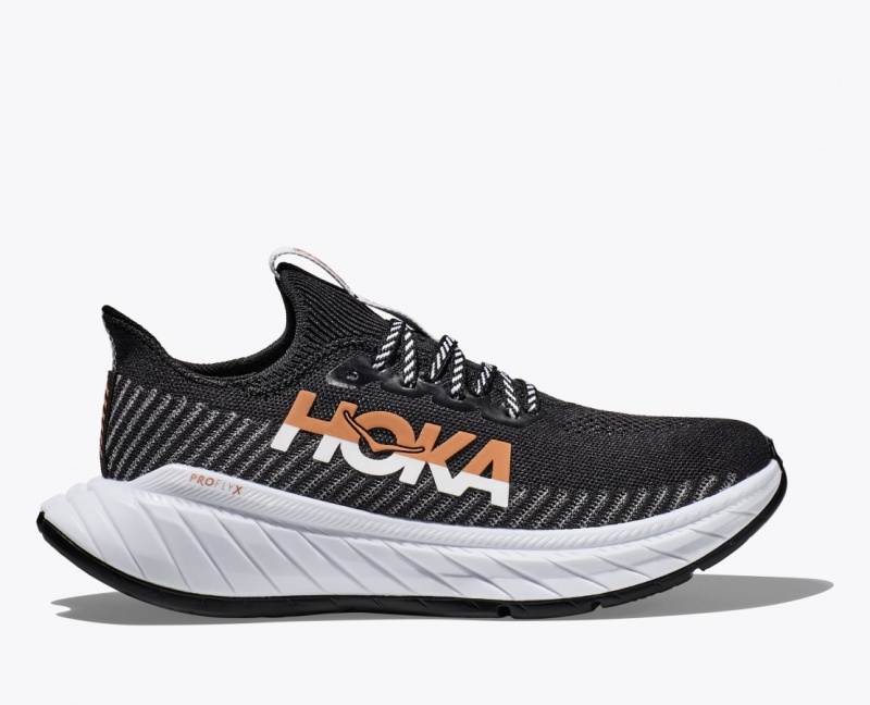 Women\'s Hoka Carbon X 3 Road Running Shoes Black / White | India-2354