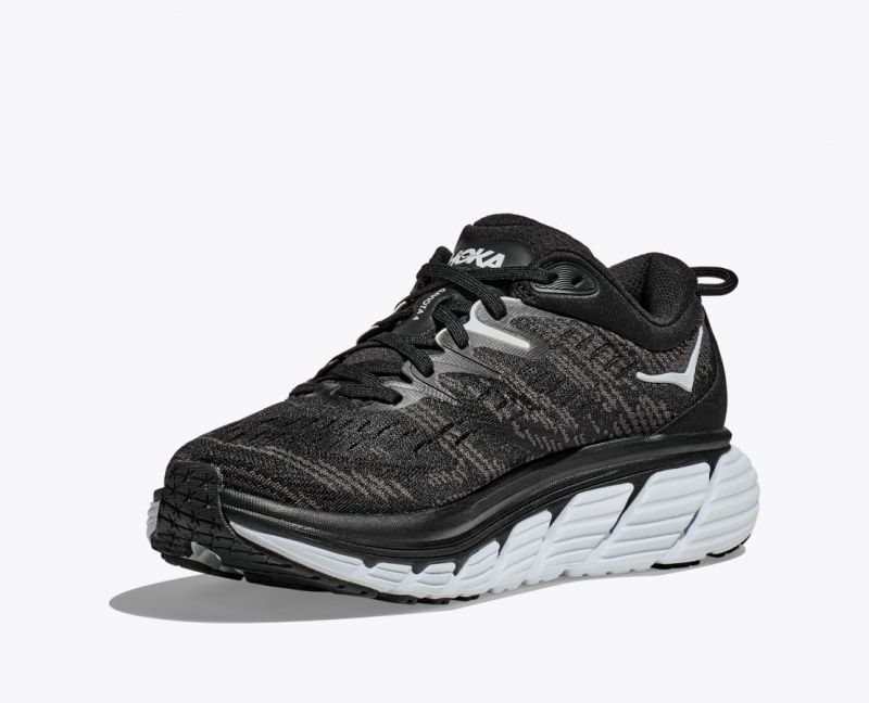 Women's Hoka Gaviota 4 Road Running Shoes Black / White | India-7684