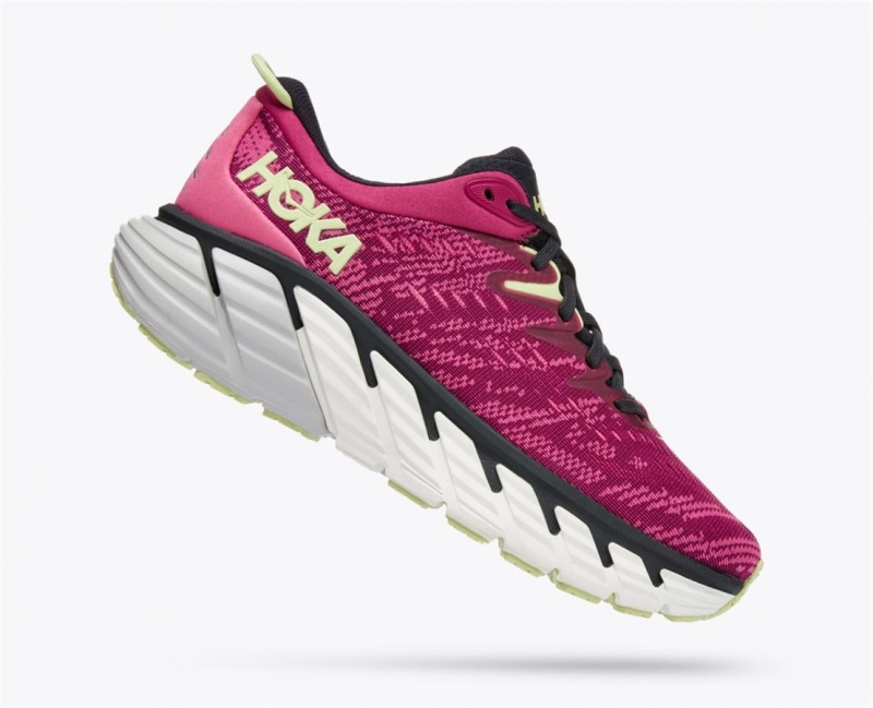 Women's Hoka Gaviota 4 Road Running Shoes Fuchsia / Blue Deep Grey | India-7538