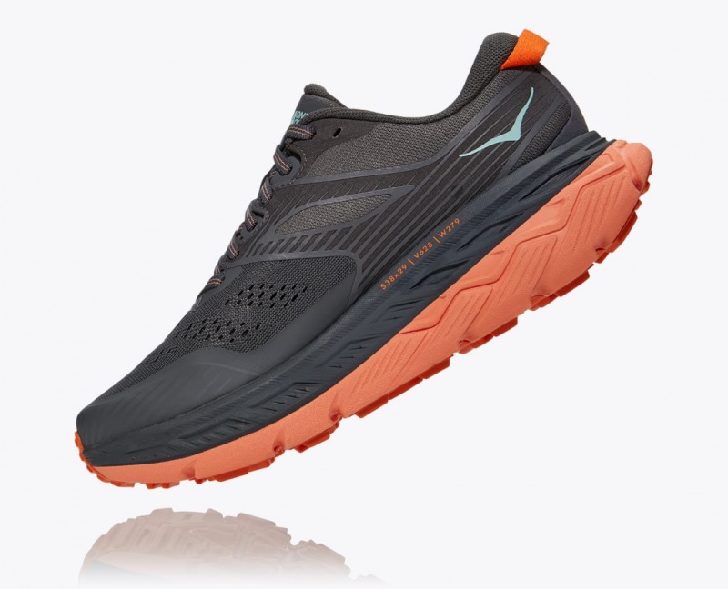 Women's Hoka Stinson 6 Trail Running Shoes Grey / Orange | India-9856