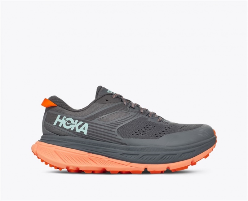 Women\'s Hoka Stinson 6 Trail Running Shoes Grey / Orange | India-9856